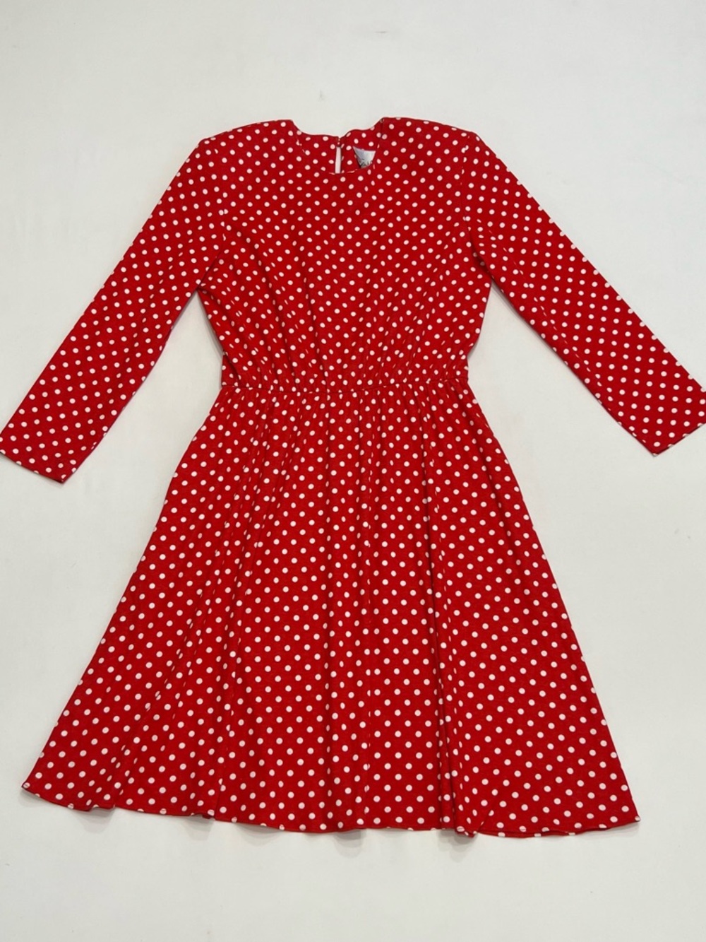 Vintage 80s Via Sant Andrea Polka Dot Knee Length Dress Sz Med Red/White Retro